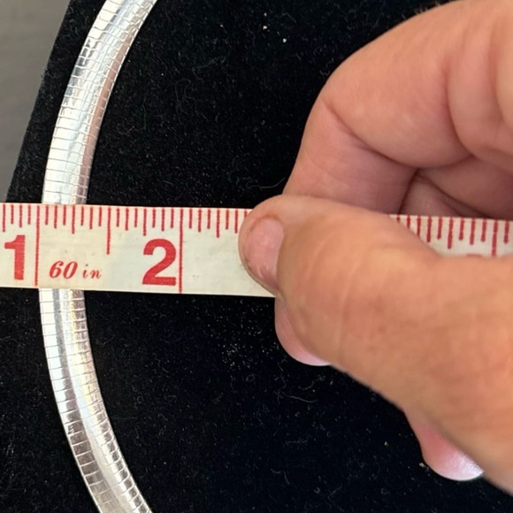 Italy Sterling Silver 925 Omega Wide Choker Collar Necklace - Picture 5 of 5